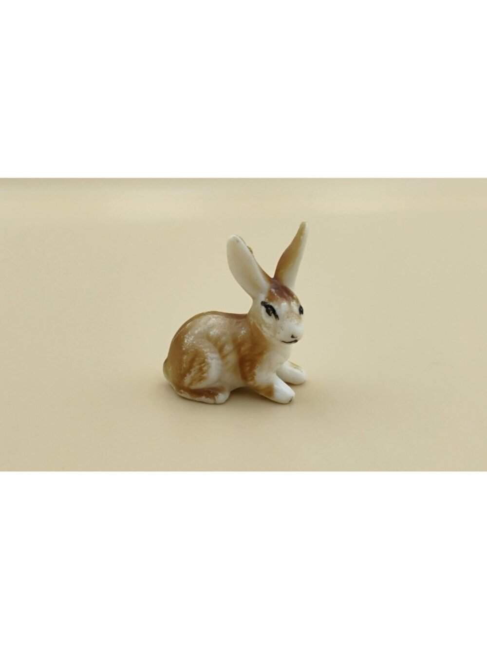 Vintage Hand-Painted Porcelain Miniature Rabbit Figurine 1.75" Brown & White